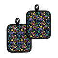 Watercolor Rocket Pattern Print Pot Holders