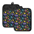 Watercolor Rocket Pattern Print Pot Holders With Pocket