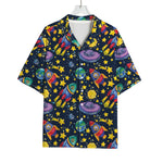 Watercolor Rocket Pattern Print Rayon Hawaiian Shirt