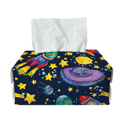 Watercolor Rocket Pattern Print Rectangle Tissue Box Cover