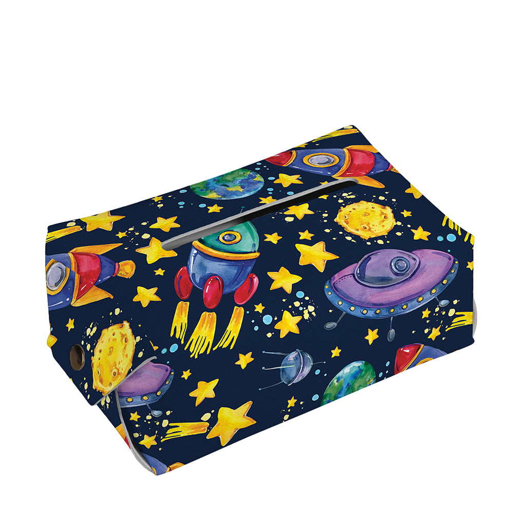 Watercolor Rocket Pattern Print Rectangle Tissue Box Cover