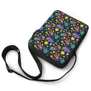 Watercolor Rocket Pattern Print Rectangular Crossbody Bag