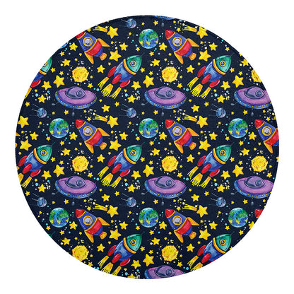 Watercolor Rocket Pattern Print Round Blanket