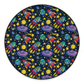 Watercolor Rocket Pattern Print Round Floor Mat