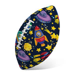 Watercolor Rocket Pattern Print Rugby Ball
