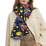 Watercolor Rocket Pattern Print Scarf