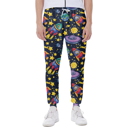 Watercolor Rocket Pattern Print Scuba Joggers
