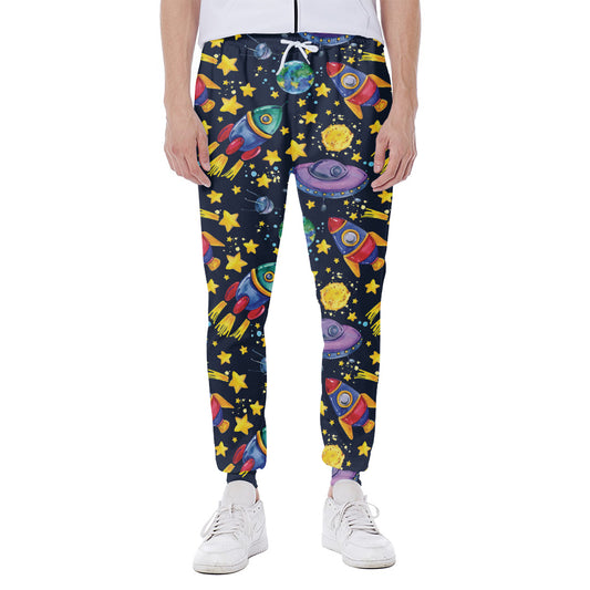 Watercolor Rocket Pattern Print Scuba Joggers