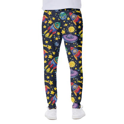 Watercolor Rocket Pattern Print Scuba Joggers