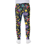 Watercolor Rocket Pattern Print Scuba Joggers