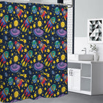 Watercolor Rocket Pattern Print Shower Curtain