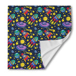 Watercolor Rocket Pattern Print Silk Bandana
