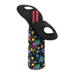 Watercolor Rocket Pattern Print Single Neoprene Wine Tote