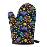 Watercolor Rocket Pattern Print Single Oven Mitt
