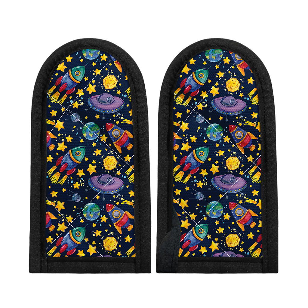 Watercolor Rocket Pattern Print Skillet Handle Cover
