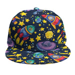 Watercolor Rocket Pattern Print Snapback Cap