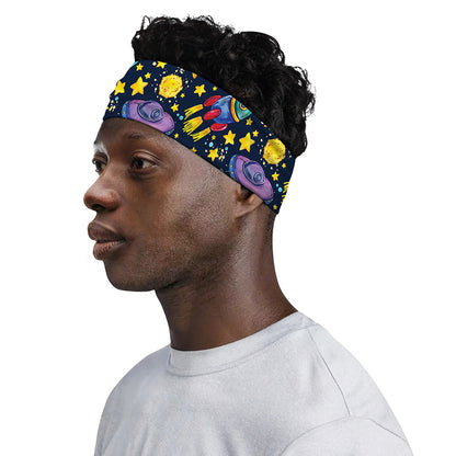 Watercolor Rocket Pattern Print Sports Headband