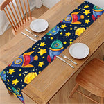 Watercolor Rocket Pattern Print Table Runner