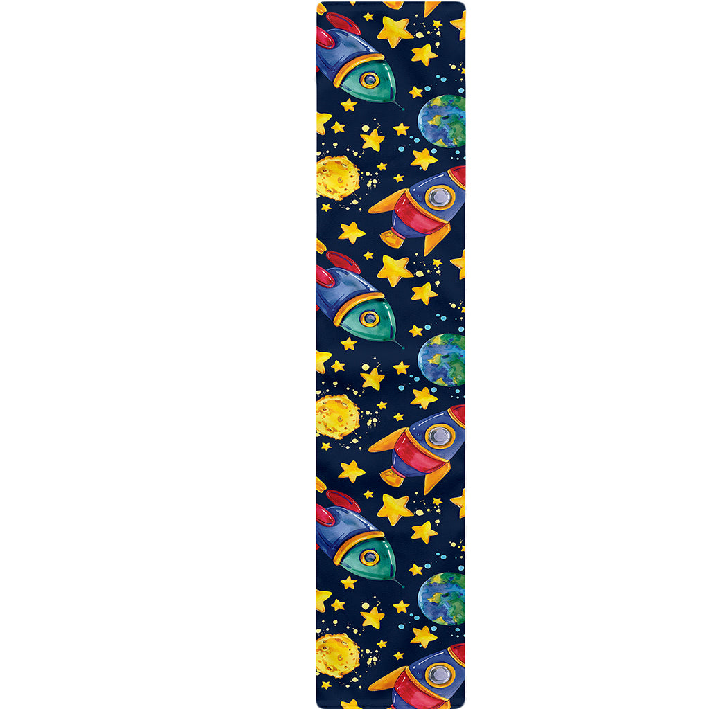 Watercolor Rocket Pattern Print Table Runner
