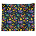 Watercolor Rocket Pattern Print Tapestry