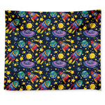 Watercolor Rocket Pattern Print Tapestry