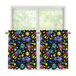 Watercolor Rocket Pattern Print Tier Curtains