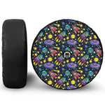 Watercolor Rocket Pattern Print Tire Cover With Camera Hole