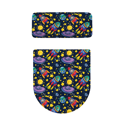 Watercolor Rocket Pattern Print Toilet Lid And Tank Cover Set