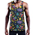 Watercolor Rocket Pattern Print Men's Workout Tank Top