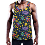 Watercolor Rocket Pattern Print Training Tank Top