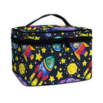 Watercolor Rocket Pattern Print Travel Makeup Bag