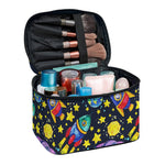 Watercolor Rocket Pattern Print Travel Makeup Bag