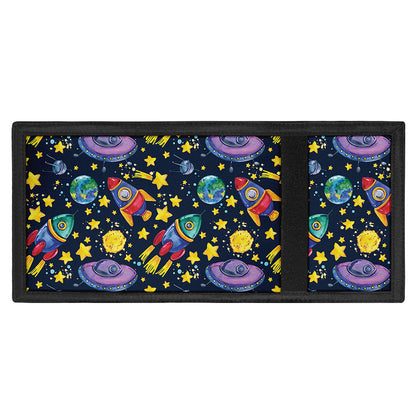Watercolor Rocket Pattern Print Trifold Wallet