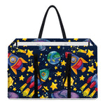 Watercolor Rocket Pattern Print Utility Tote Bag
