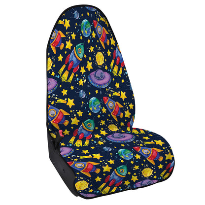 Watercolor Rocket Pattern Print Waterproof Car Seat Cover