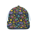 Watercolor Rocket Pattern Print White Mesh Trucker Hat