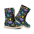 Watercolor Rocket Pattern Print Winter Boots