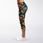 Watercolor Rocket Pattern Print Women's Capri Leggings