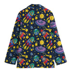 Watercolor Rocket Pattern Print Women's Cotton Blazer