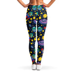 Watercolor Rocket Pattern Print Women's Leggings
