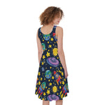 Watercolor Rocket Pattern Print Women's Sleeveless Dress