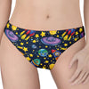 Watercolor Rocket Pattern Print Women's Thong