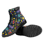 Watercolor Rocket Pattern Print Work Boots