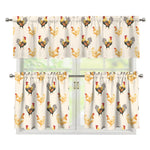 Watercolor Rooster Pattern Print 3 Piece Kitchen Curtains