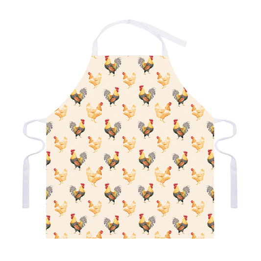 Watercolor Rooster Pattern Print Adjustable Apron