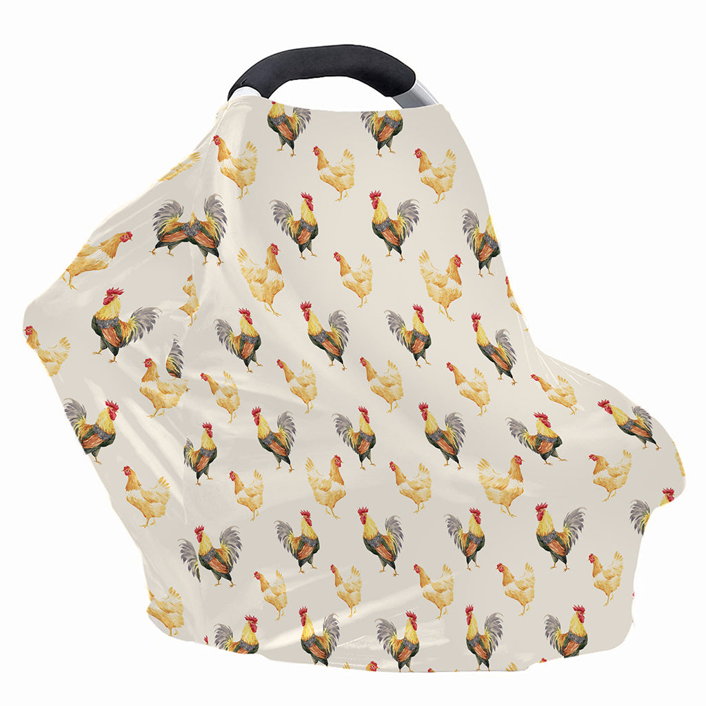 Watercolor Rooster Pattern Print Baby Seat Cover