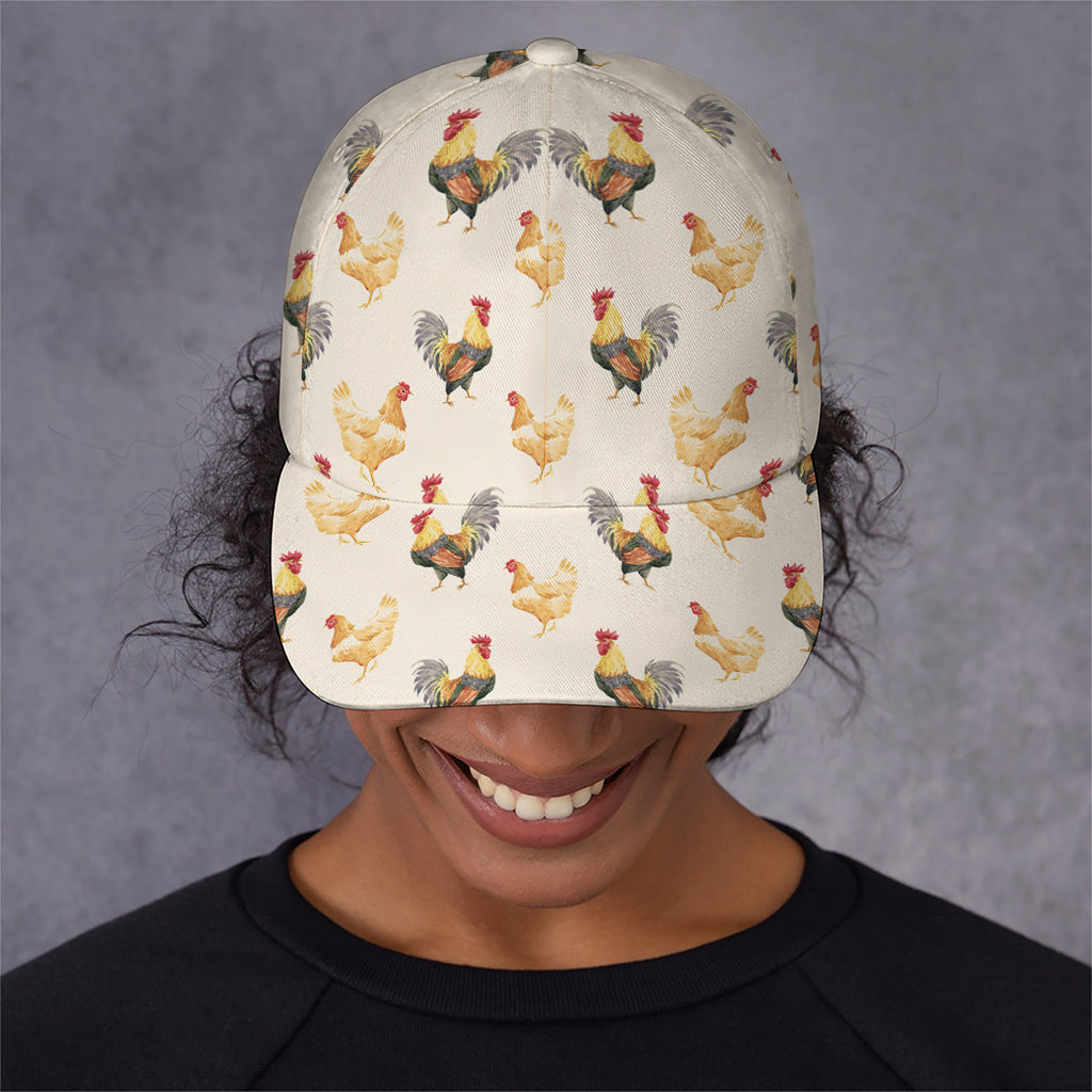 Watercolor Rooster Pattern Print Baseball Cap