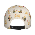 Watercolor Rooster Pattern Print Baseball Cap