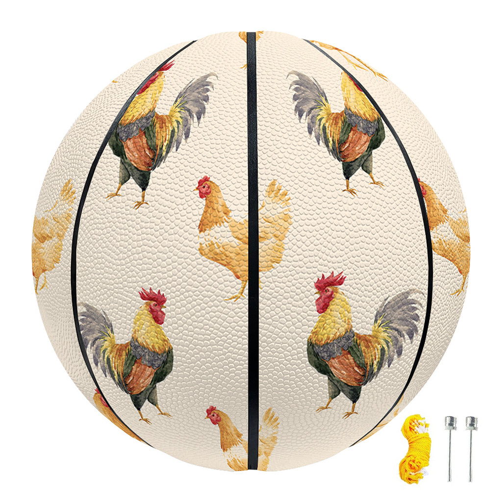 Watercolor Rooster Pattern Print Basketball