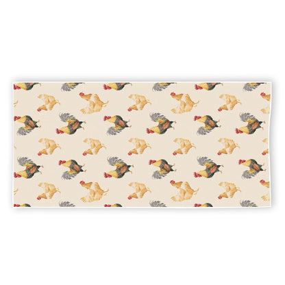 Watercolor Rooster Pattern Print Beach Towel